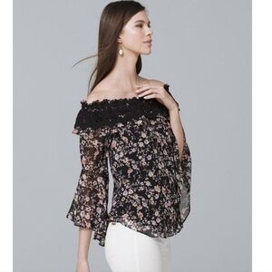 White House black market floral off the shoulder blouse